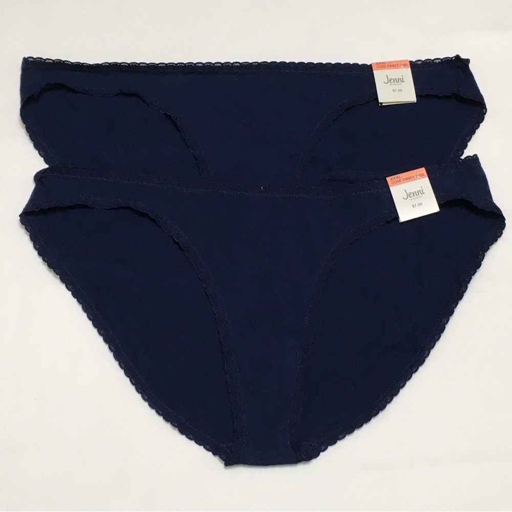 2- Jenni Intimates Women's XXXL Navy Blue Underwear Bikini Panty